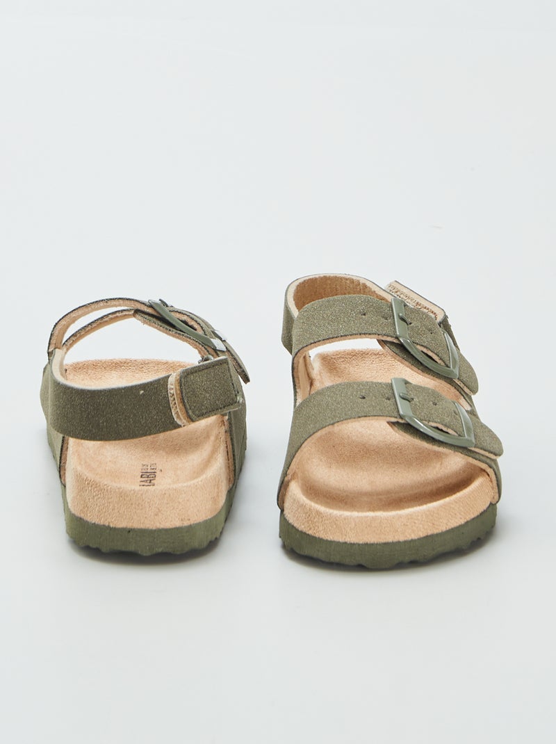 Instappers van suèdine met klittenband KAKI - Kiabi