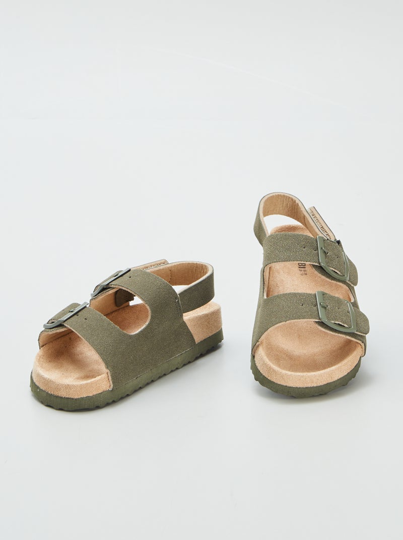 Instappers van suèdine met klittenband KAKI - Kiabi