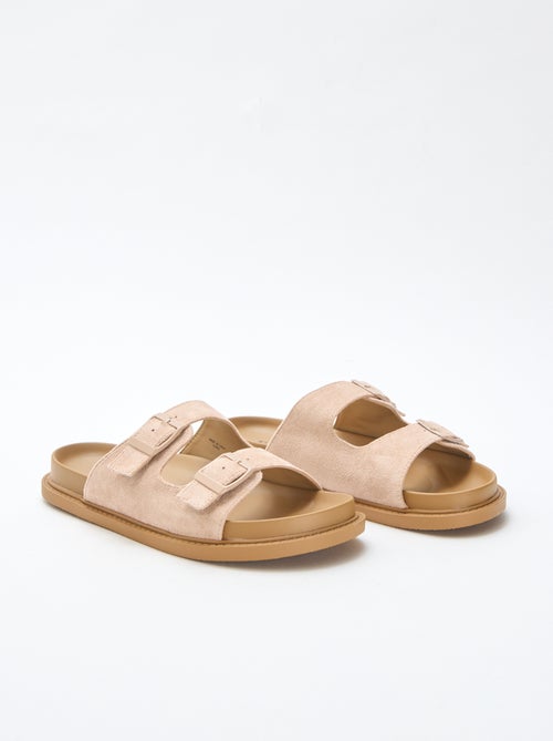 Instappers van suèdine met twee bandjes - Kiabi