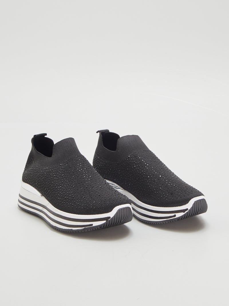 Instapsneakers van mesh ZWART - Kiabi