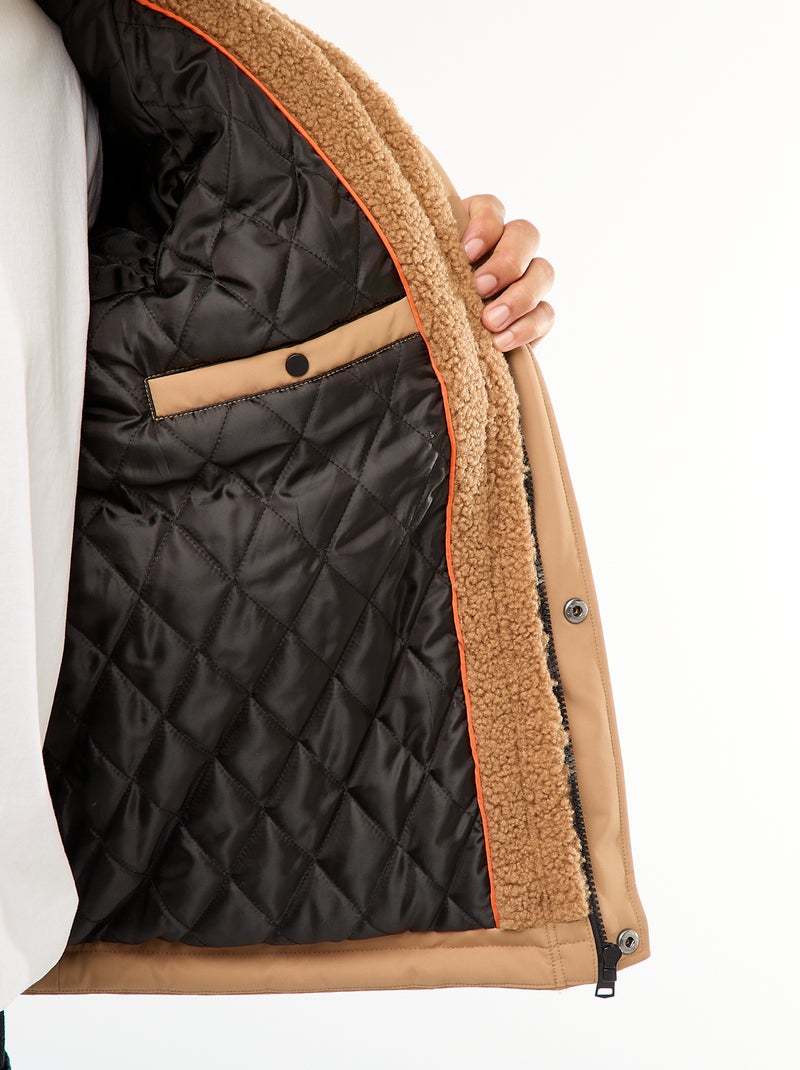 Jack met capuchon en imitatieschapenvacht Biege - Kiabi