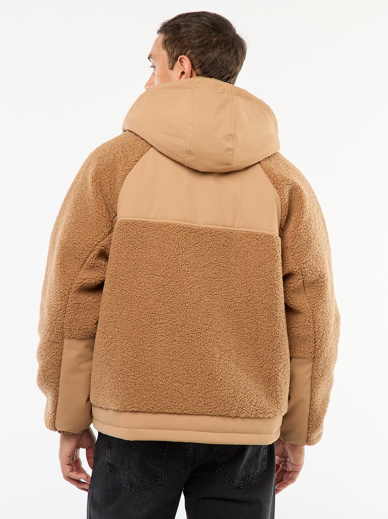 Jack met capuchon en imitatieschapenvacht Biege - Kiabi