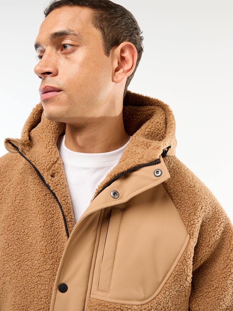 Jack met capuchon en imitatieschapenvacht Biege - Kiabi