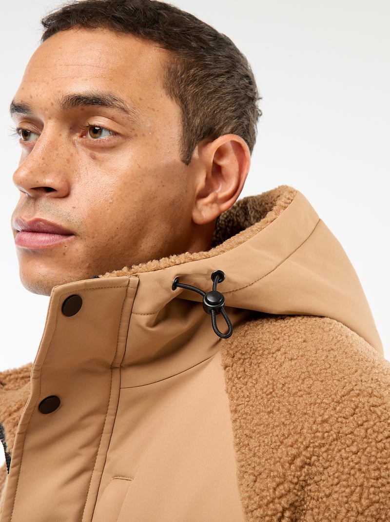 Jack met capuchon en imitatieschapenvacht Biege - Kiabi