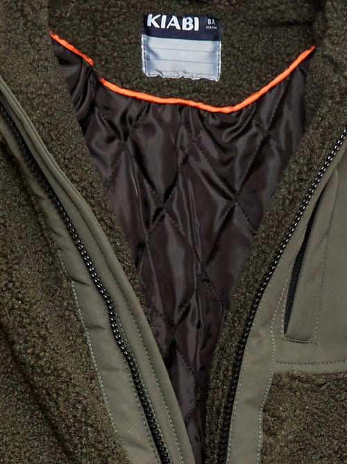 Jack met capuchon van twee soorten stof met imitatieschapenvacht - Kiabi