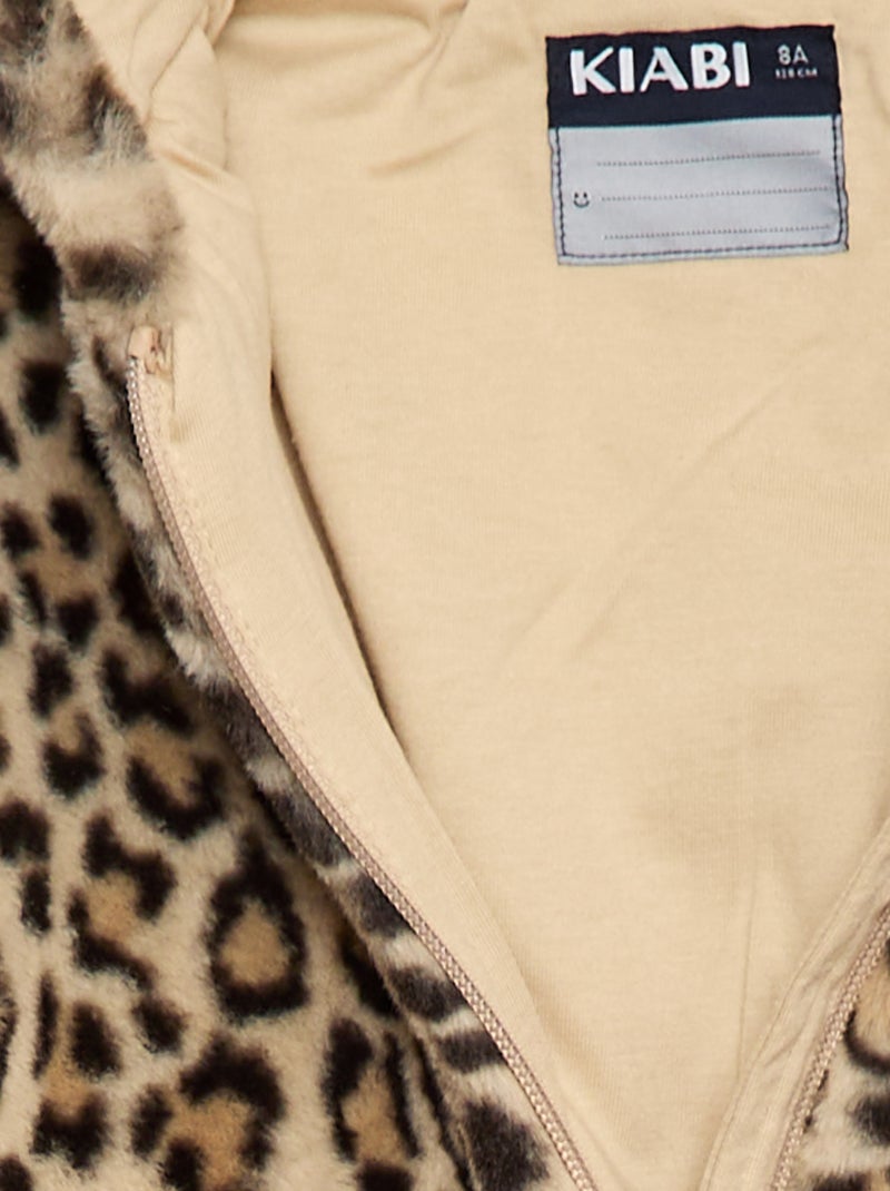 Jack met rits en capuchon van imitatiebont Bruin - Kiabi