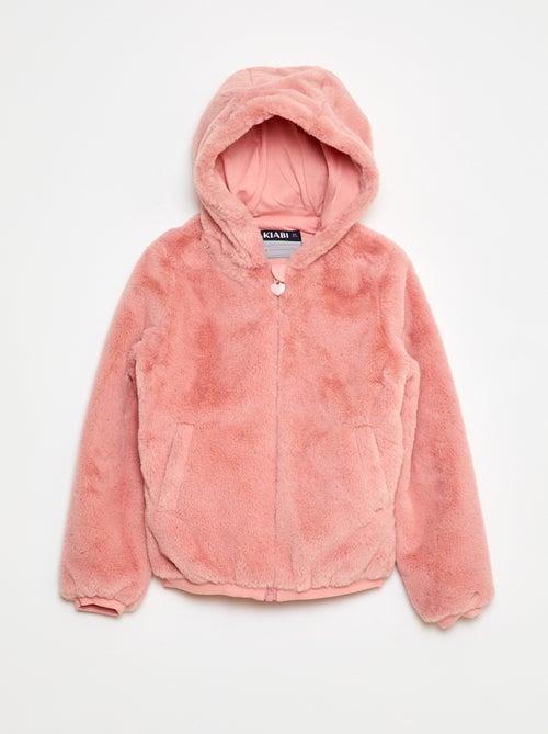 Jack met rits en capuchon van imitatiebont - Kiabi