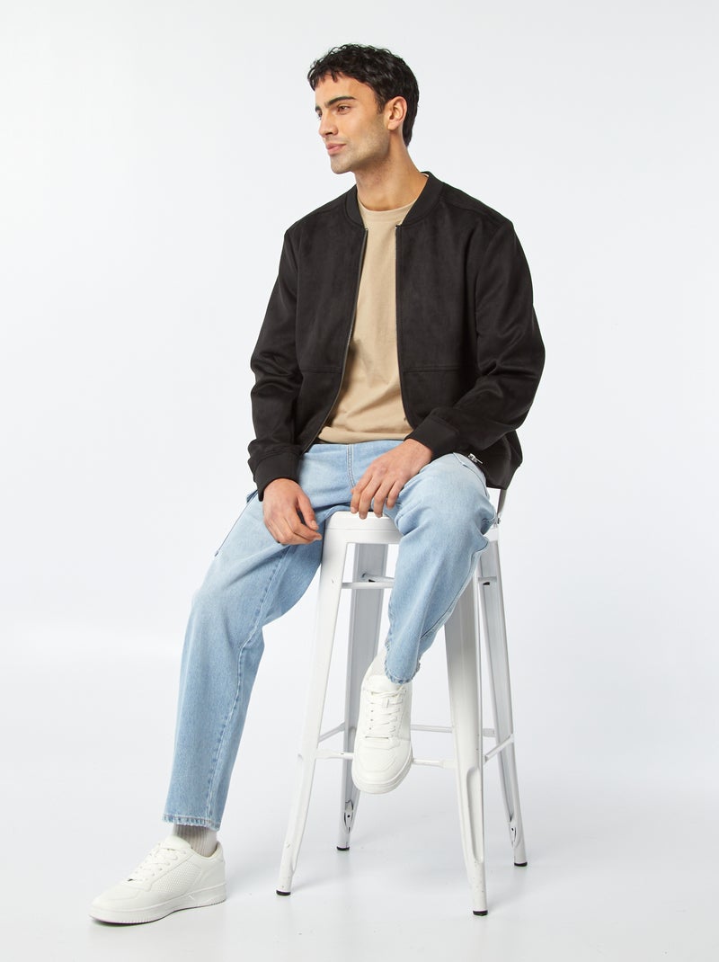 Jack van suèdine met rits zwart - Kiabi