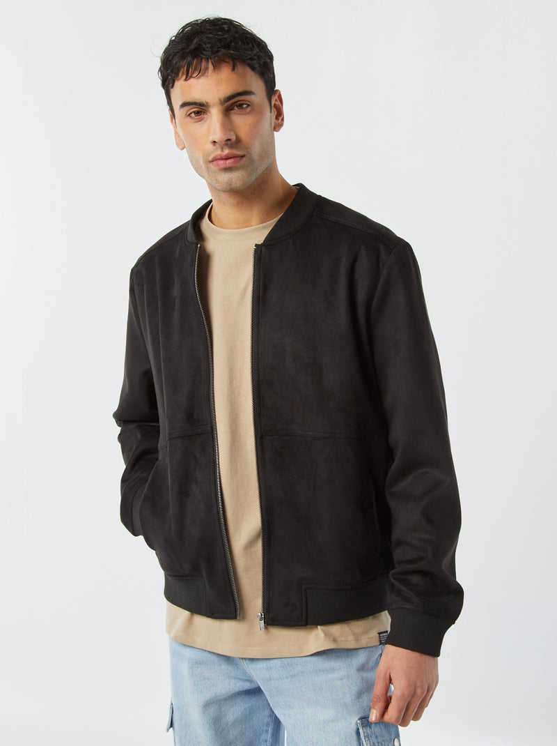 Jack van suèdine met rits zwart - Kiabi