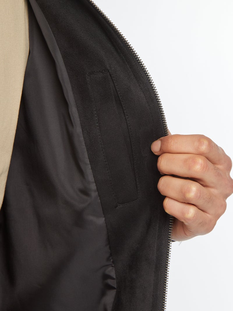 Jack van suèdine met rits zwart - Kiabi