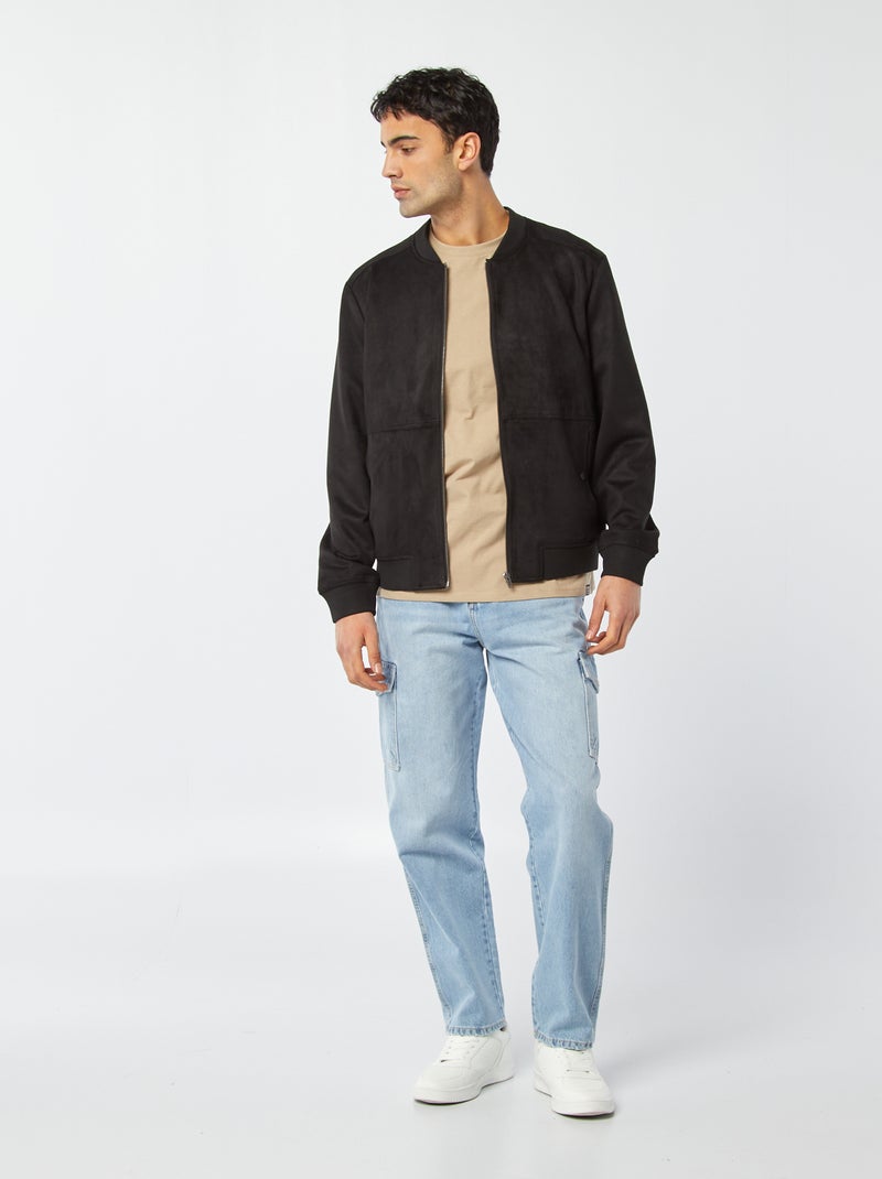 Jack van suèdine met rits zwart - Kiabi