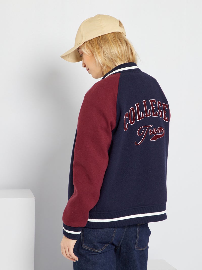 Jack van teddy-fleece met colorblockpatroon BLAUW - Kiabi