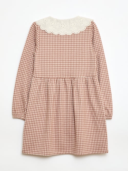 Jacquard gebreide jurk met puntkraag - Kiabi