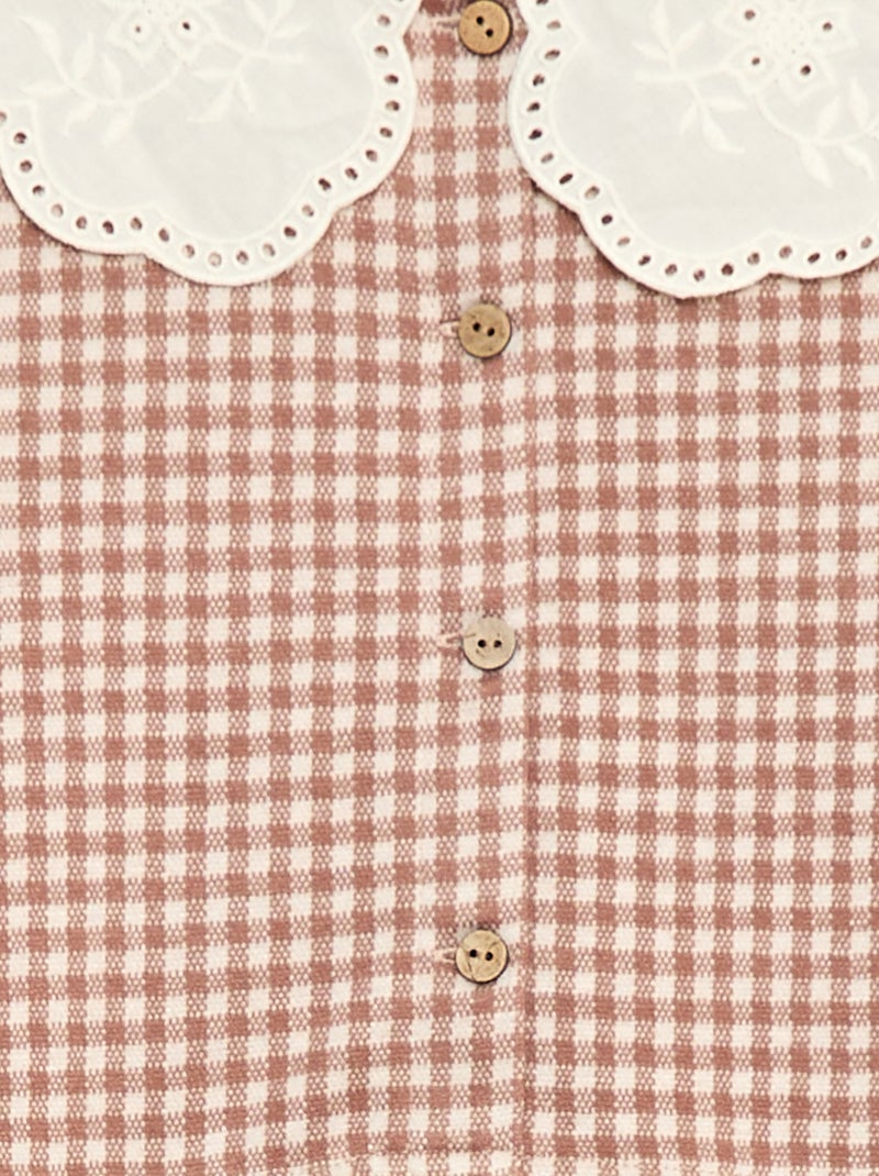 Jacquard gebreide jurk met puntkraag Biege - Kiabi