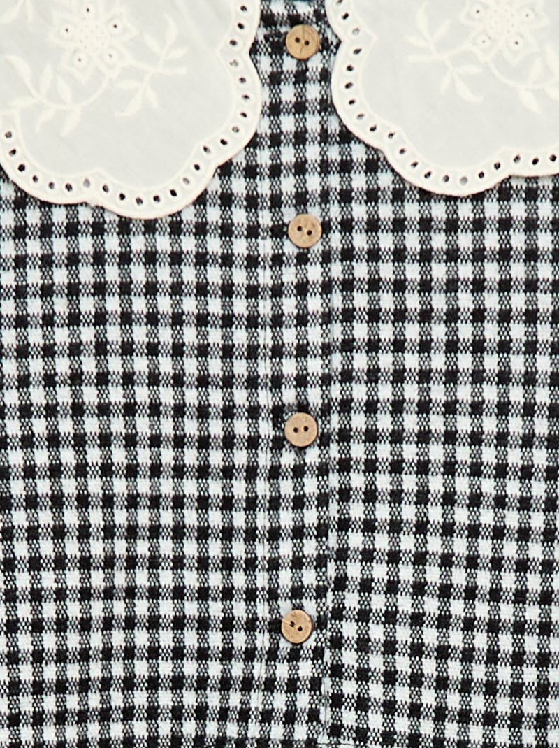 Jacquard gebreide jurk met puntkraag Zwart - Kiabi