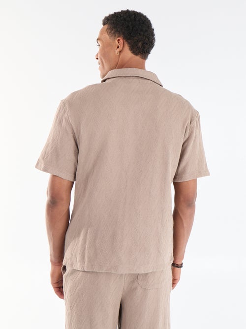 Jacquard overhemd met korte mouwen - Kiabi