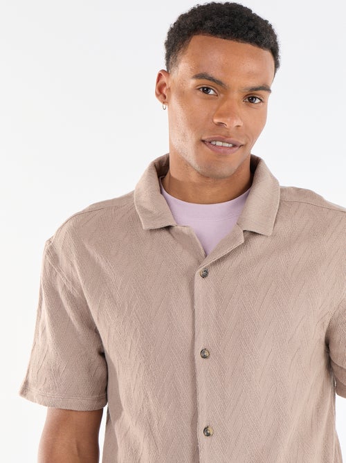 Jacquard overhemd met korte mouwen - Kiabi