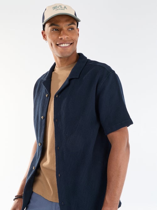 Jacquard overhemd met korte mouwen - Kiabi