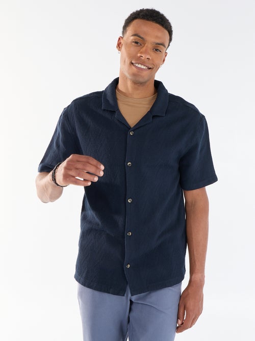 Jacquard overhemd met korte mouwen - Kiabi