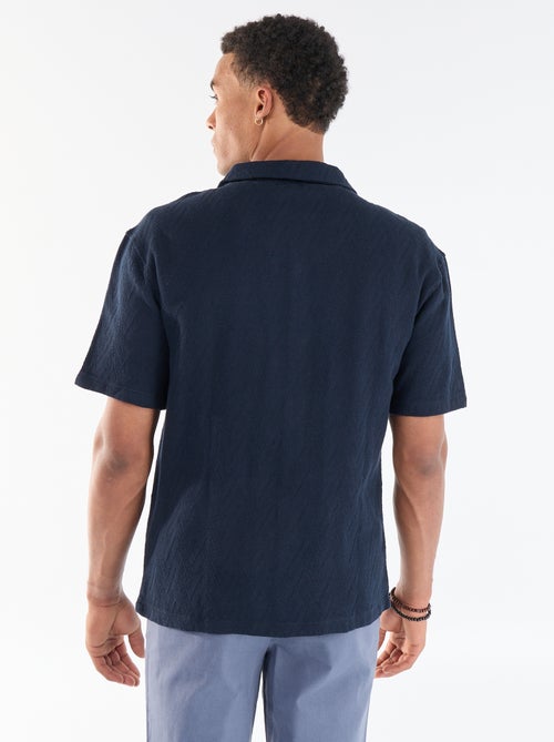 Jacquard overhemd met korte mouwen - Kiabi