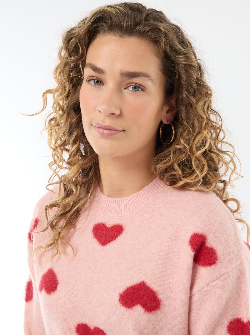 Jacquard trui met hartjes Rose - Kiabi