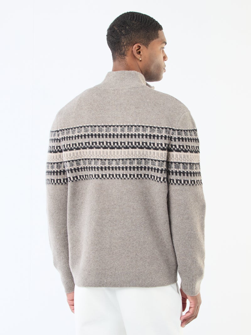 Jacquard trui met opstaande kraag Biege - Kiabi