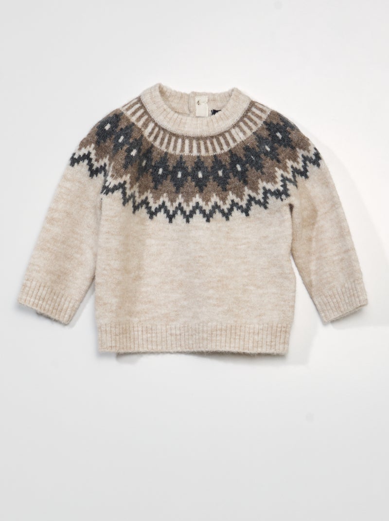 Jacquard trui met ronde hals BRUIN - Kiabi