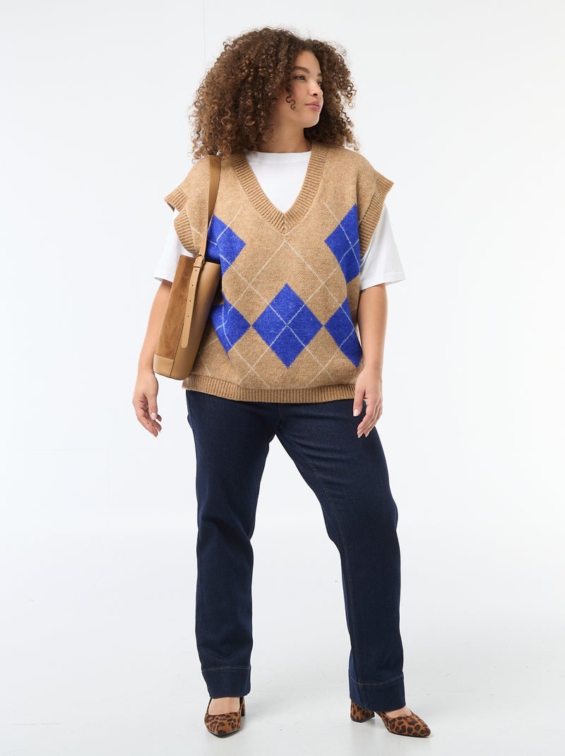 Jacquard trui zonder mouwen Biege - Kiabi