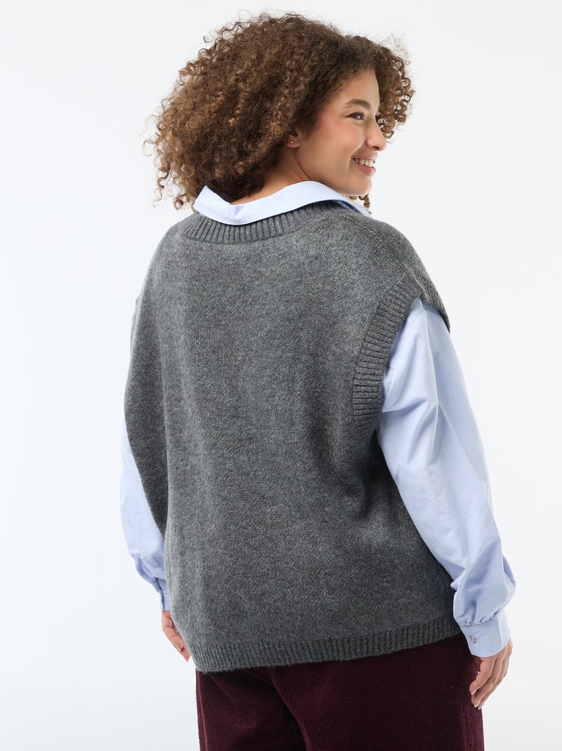 Jacquard trui zonder mouwen Blauw - Kiabi