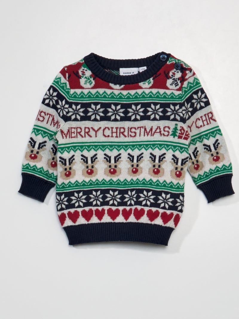 Jacquardtrui met kerstmotief BLAUW - Kiabi