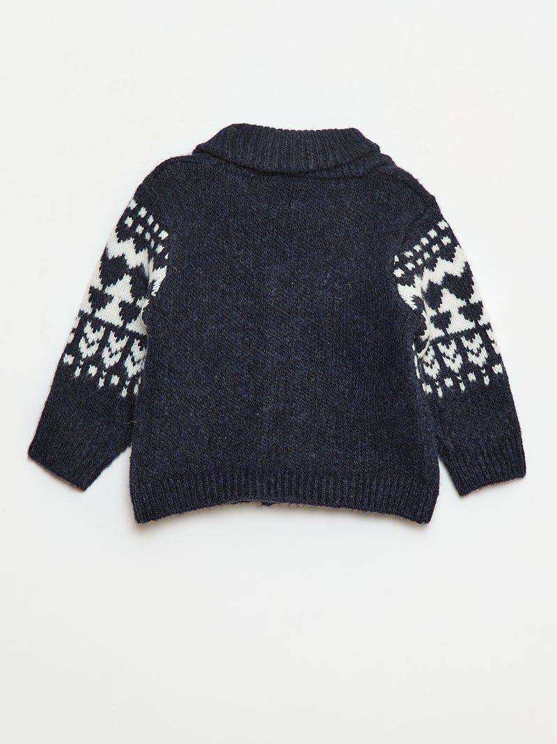 Jaquardvest met sjaalkraag Blauw - Kiabi