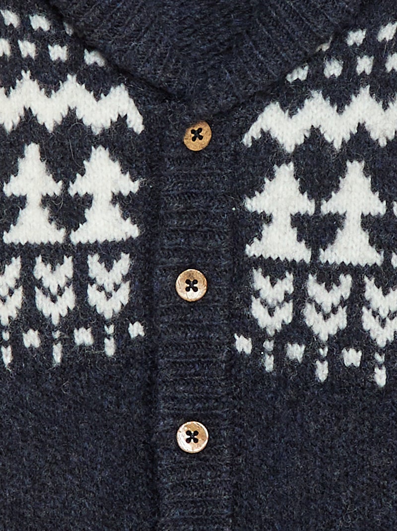 Jaquardvest met sjaalkraag Blauw - Kiabi