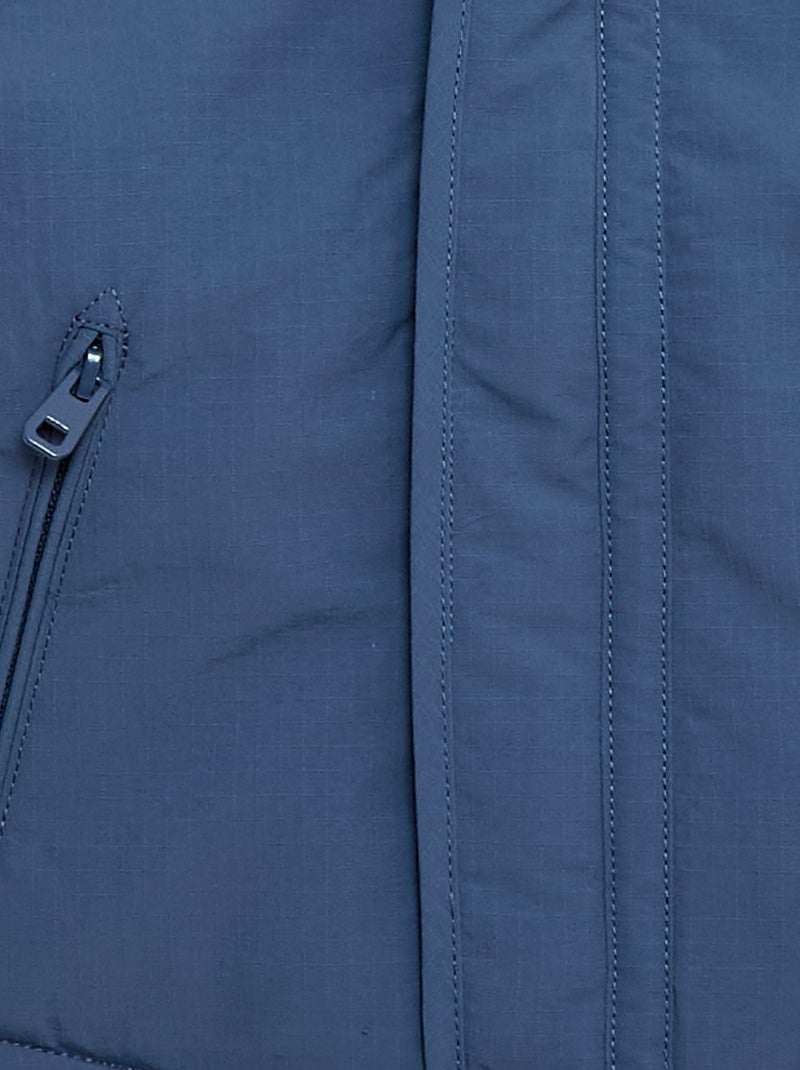 Jas met capuchon met voering van imitatiebont Blauw - Kiabi