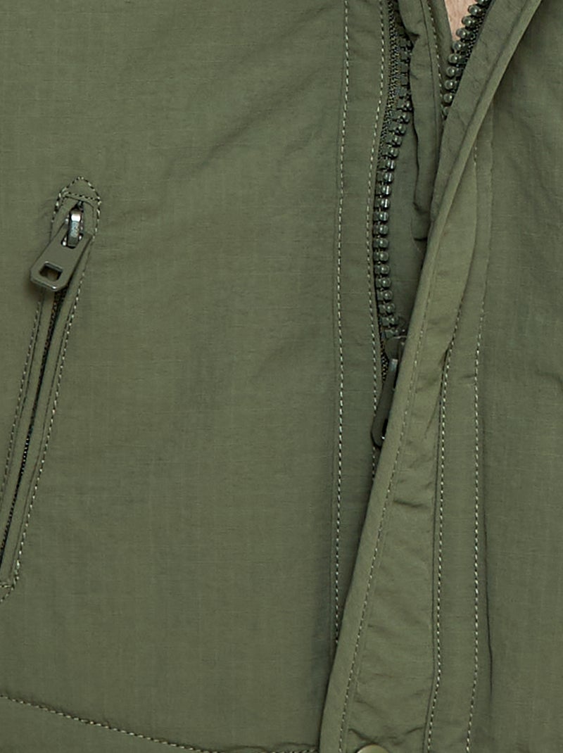 Jas met capuchon met voering van imitatiebont Groen - Kiabi