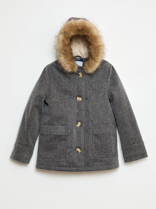 Jas met capuchon met woleffect - Kiabi