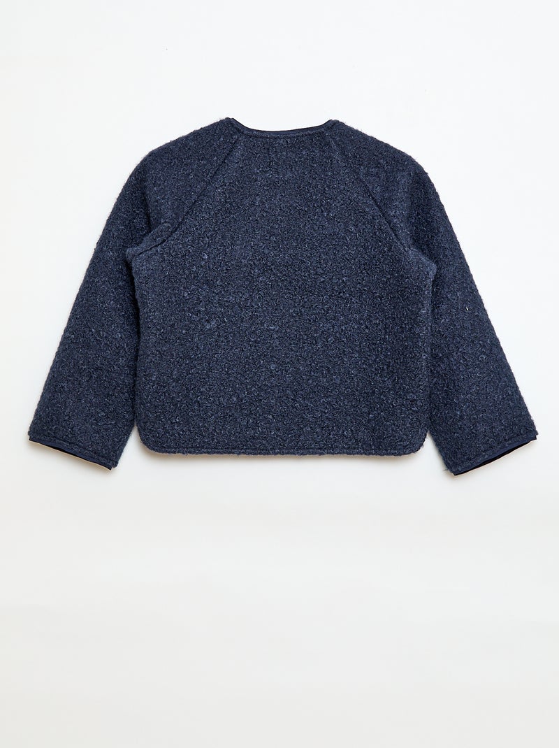 Jas met drukknoopsluiting met schapenvachteffect Blauw - Kiabi