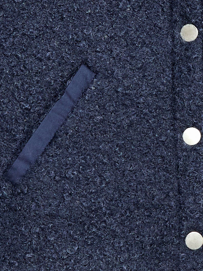 Jas met drukknoopsluiting met schapenvachteffect Blauw - Kiabi