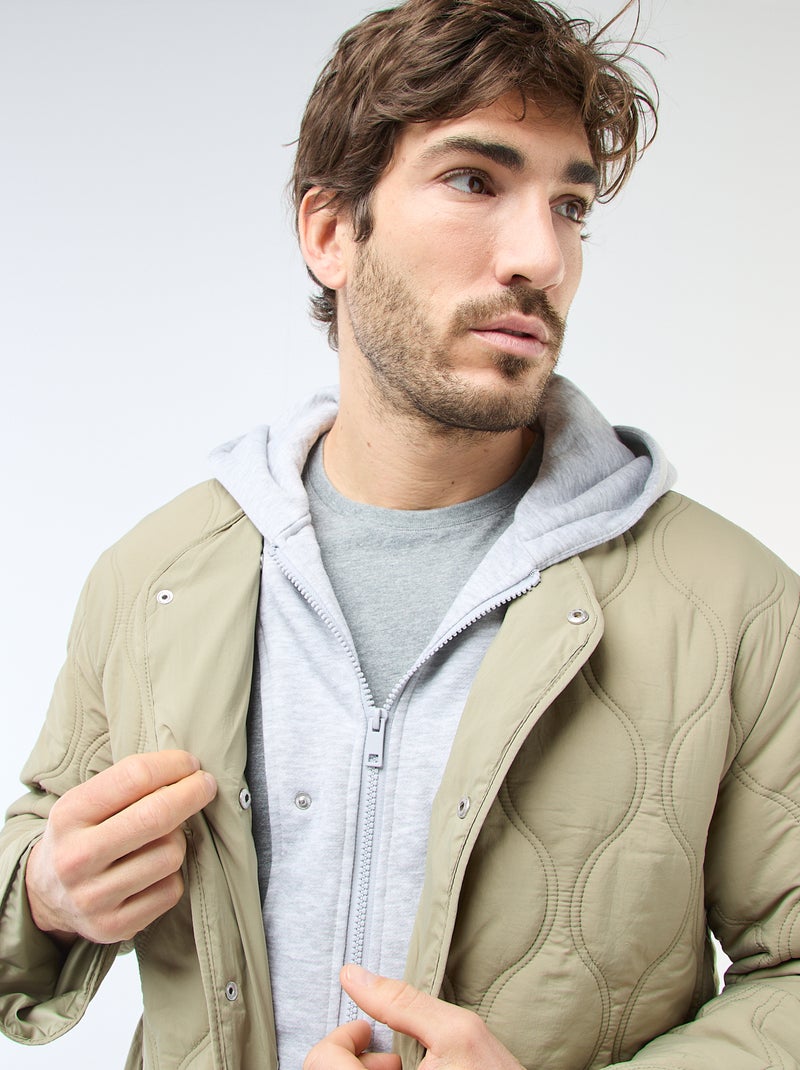 Jas met kap en afneembaar fleece borststuk Groen - Kiabi