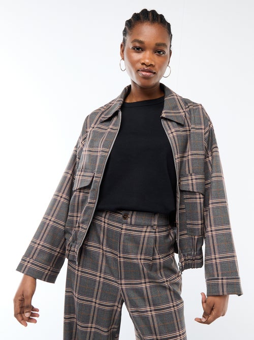 Jas met rits en ruitjes, opgestikte zak - Kiabi