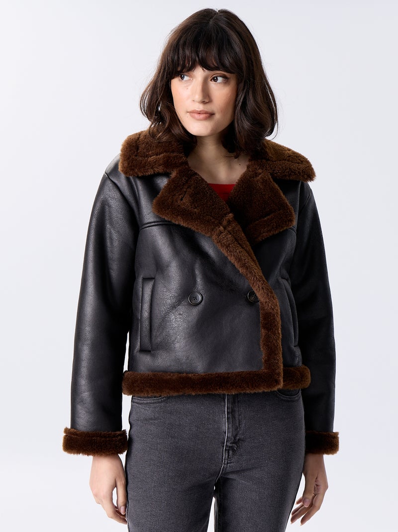 Jas met schapenvachtlook Bruin - Kiabi