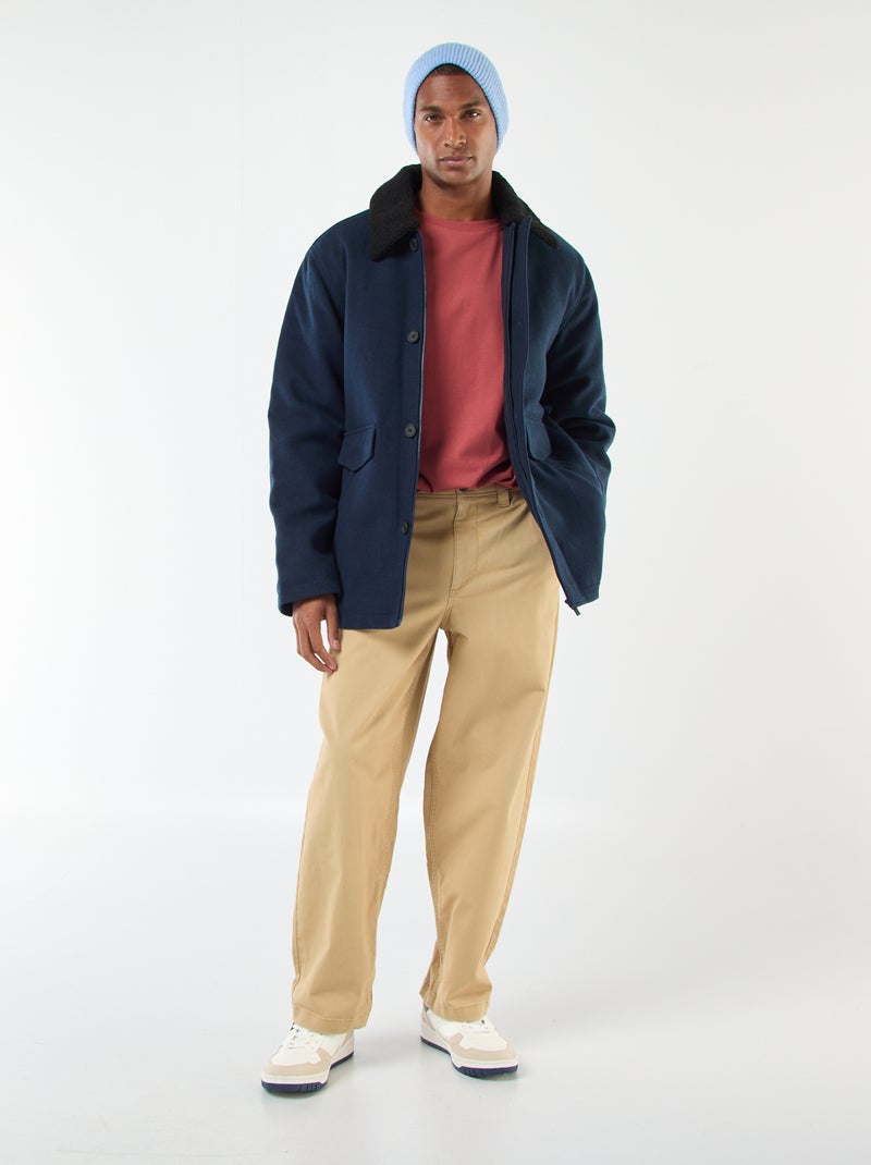 Jas met woleffect Blauw - Kiabi