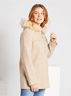 Jas met woleffect en capuchon - Kiabi