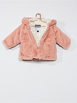Jas van imitatiebont met capuchon met oortjes - Kiabi
