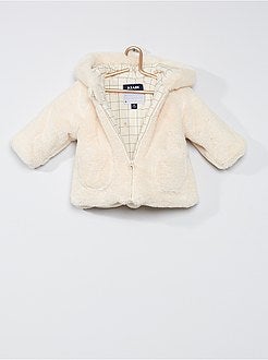Jas van imitatiebont met capuchon met oortjes - Kiabi