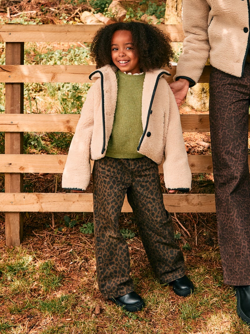 Jas van imitatiebont met drukknoopsluiting Biege - Kiabi