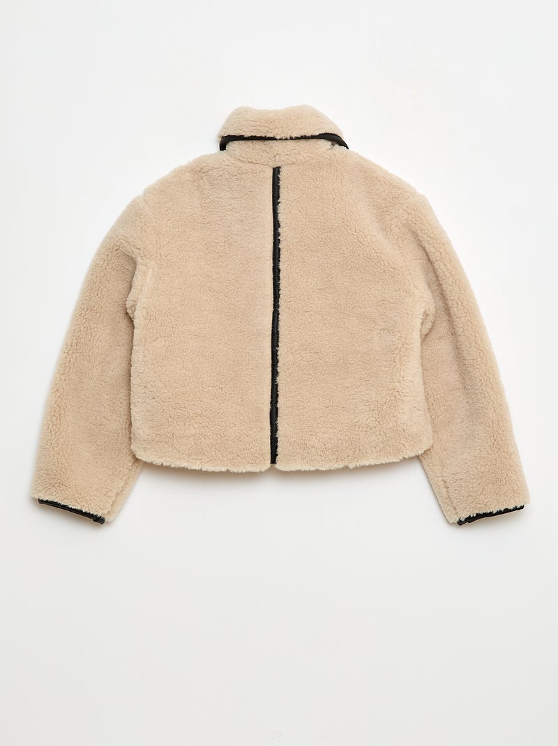 Jas van imitatiebont met drukknoopsluiting Biege - Kiabi