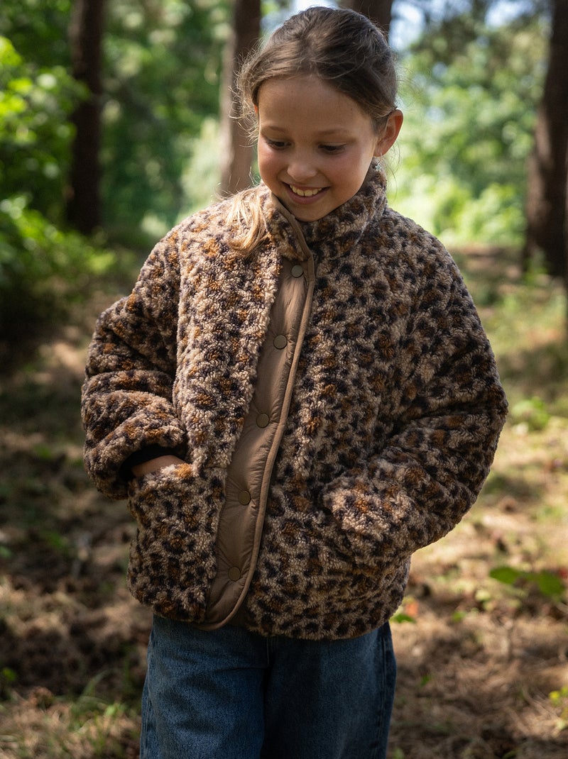 Jas van imitatiebont met luipaardprint Bruin - Kiabi
