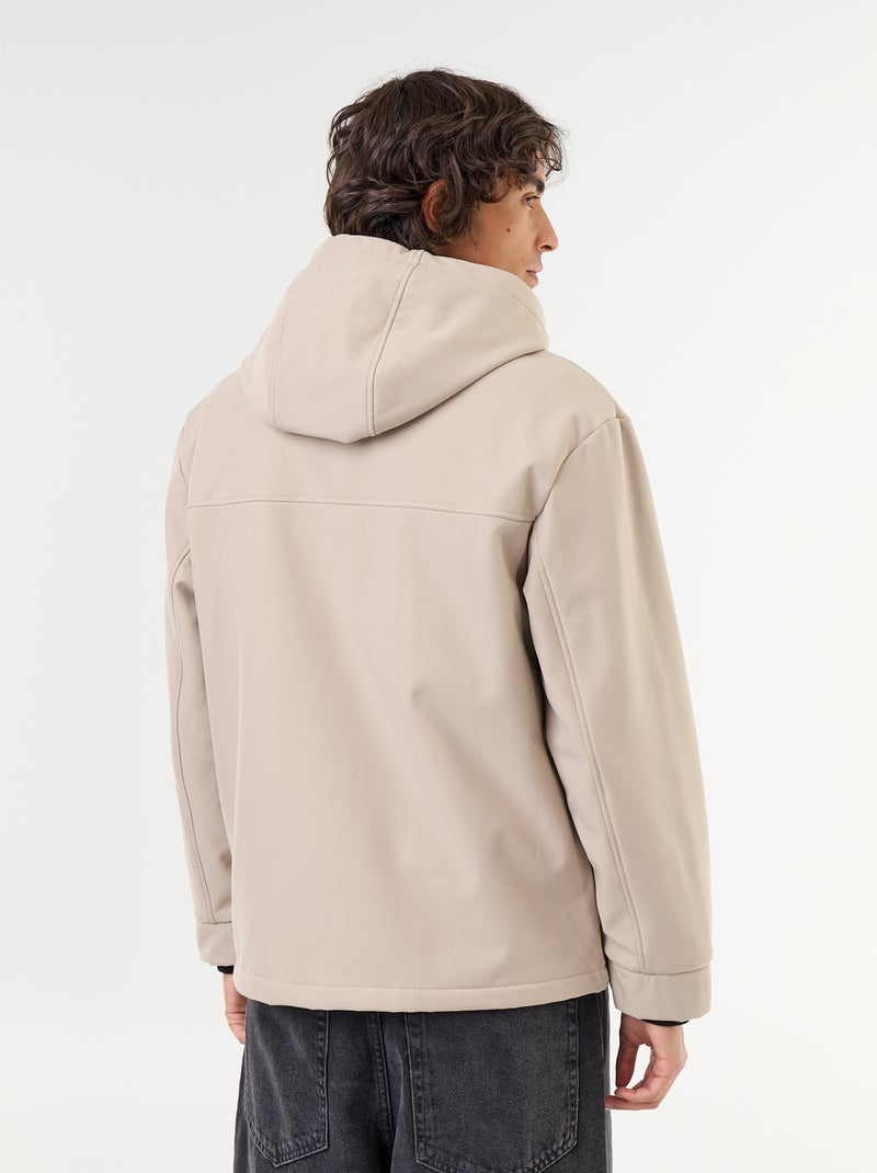 Jas van neopreen met capuchon en microfleece voering Biege - Kiabi