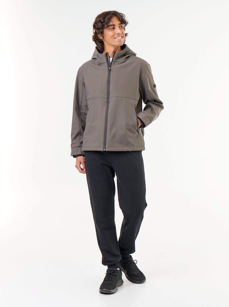 Jas van neopreen met capuchon en microfleece voering Kaki - Kiabi