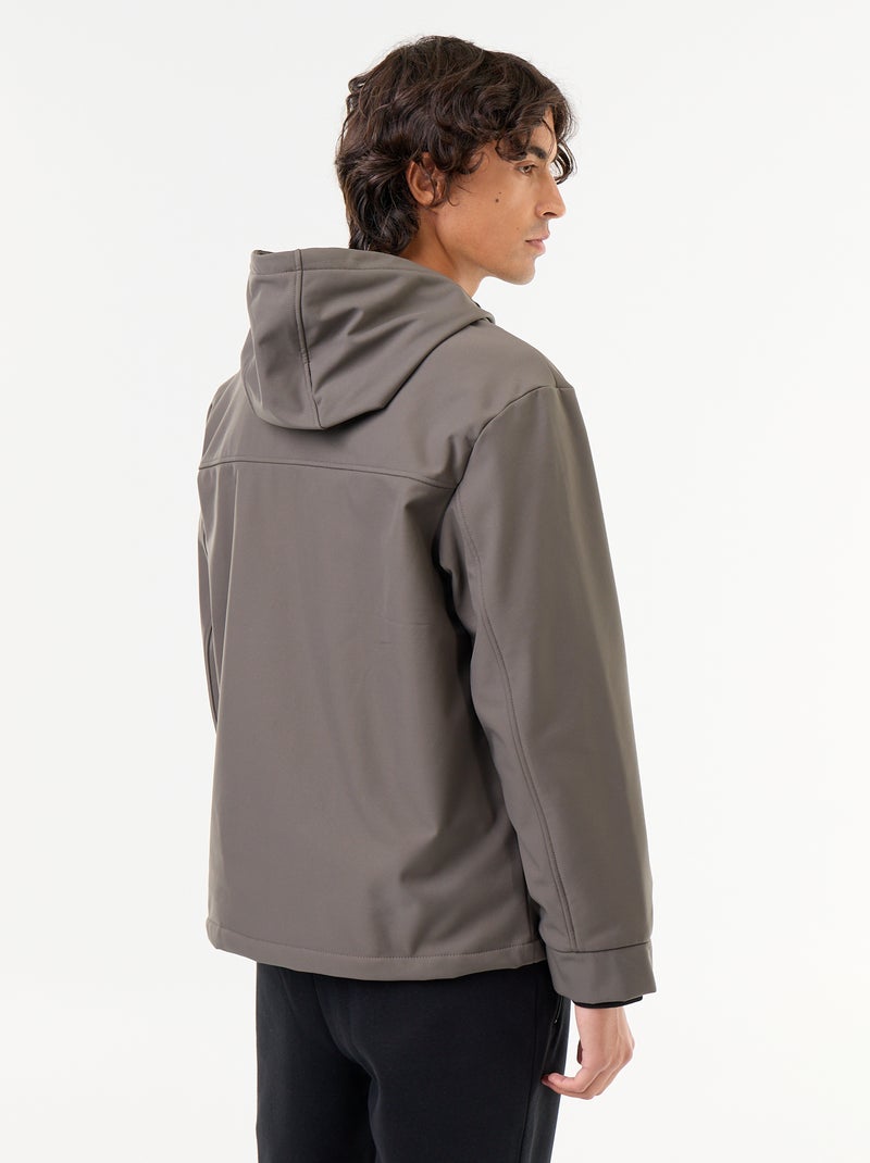 Jas van neopreen met capuchon en microfleece voering Kaki - Kiabi